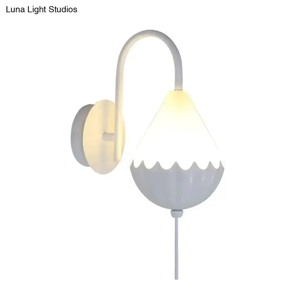 Wall light fixture: modern white scalloped shade with curved arm by Decorbites for bedroom on Tampa Home & Garden Store