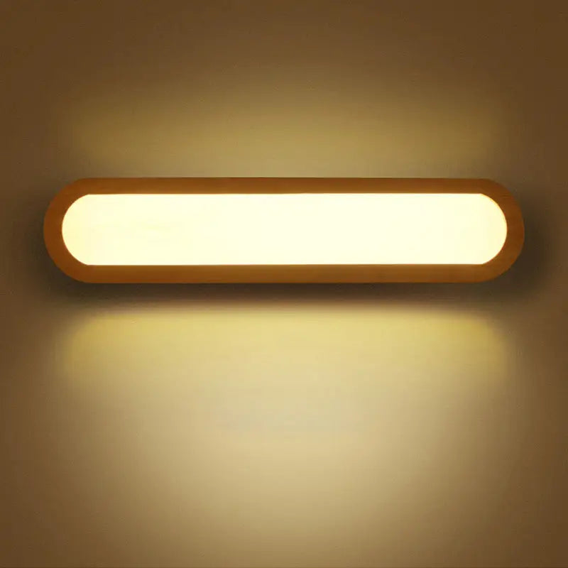 Wood LED Elongated 25-Inch Vanity Light Decorbites wood finish with warm white LED on Tampa Home & Garden Store