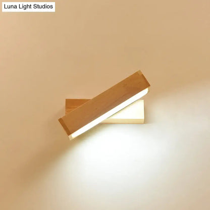 Wood LED Corridor Sconce in natural wood finish by Decorbites with warm white light on Tampa Home & Garden Store