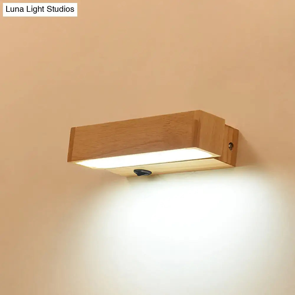 Wood LED Corridor Sconce by Decorbites; natural oak wood wall-mount with downward LED glow on Tampa Home & Garden Store