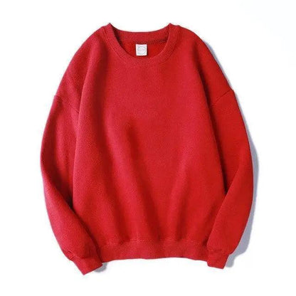 Stevvex red solid pullover sweatshirt with long sleeves and round neck on Tampa Home & Garden Store
