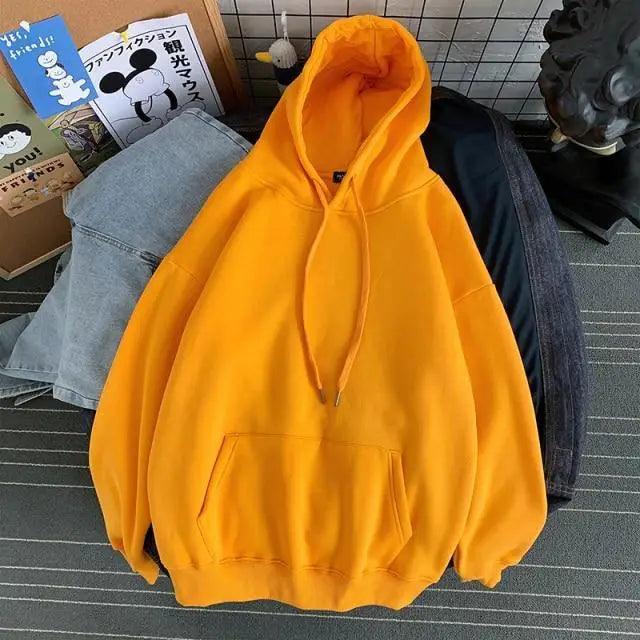 Stevvex orange pullover hoodie with front kangaroo pocket and drawstrings on Tampa Home & Garden Store