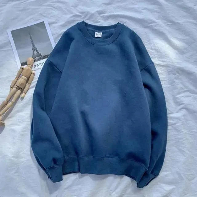 Sweatshirt Stevvex blue pullover, solid crewneck long sleeves, casual streetwear on Tampa Home & Garden Store