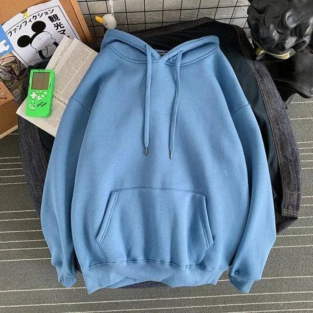 Stevvex blue pullover hoodie sweatshirt with kangaroo pocket and drawstring hood on Tampa Home & Garden Store