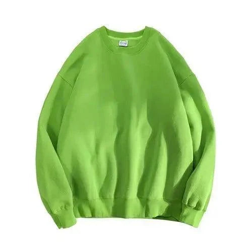 Stevvex lime green oversized crewneck sweatshirt with long sleeves and ribbed cuffs on Tampa Home & Garden Store