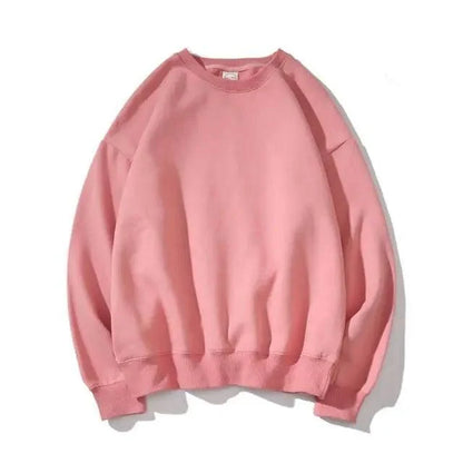 Stevvex pink solid crewneck pullover sweatshirt unisex long sleeves ribbed cuffs and hem on Tampa Home & Garden Store