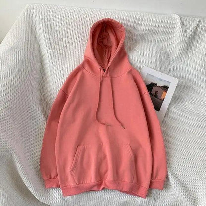 Stevvex pink hoodie sweatshirt with front kangaroo pocket, long sleeves on Tampa Home & Garden Store