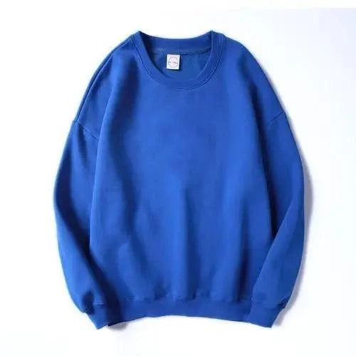 Stevvex blue solid crewneck pullover sweatshirt long sleeves casual streetwear style on Tampa Home & Garden Store