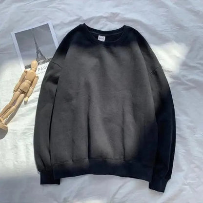 Stevvex black crewneck sweatshirt solid pullover with long sleeves on Tampa Home & Garden Store