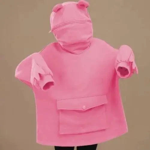 Stevvex women's pink frog hoodie with ears on hood and back pocket cozy pullover on Tampa Home & Garden Store
