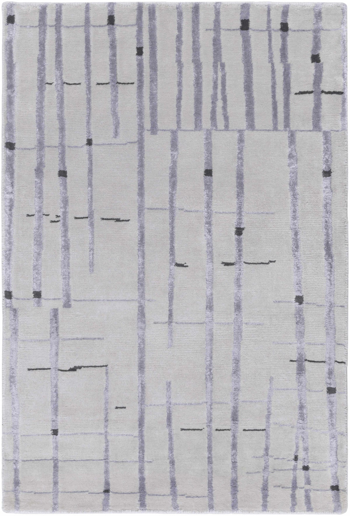 Copake Wool&Viscose Rug lavender vertical lines on neutral beige backdrop Boutique Rugs on Tampa Home & Garden Store