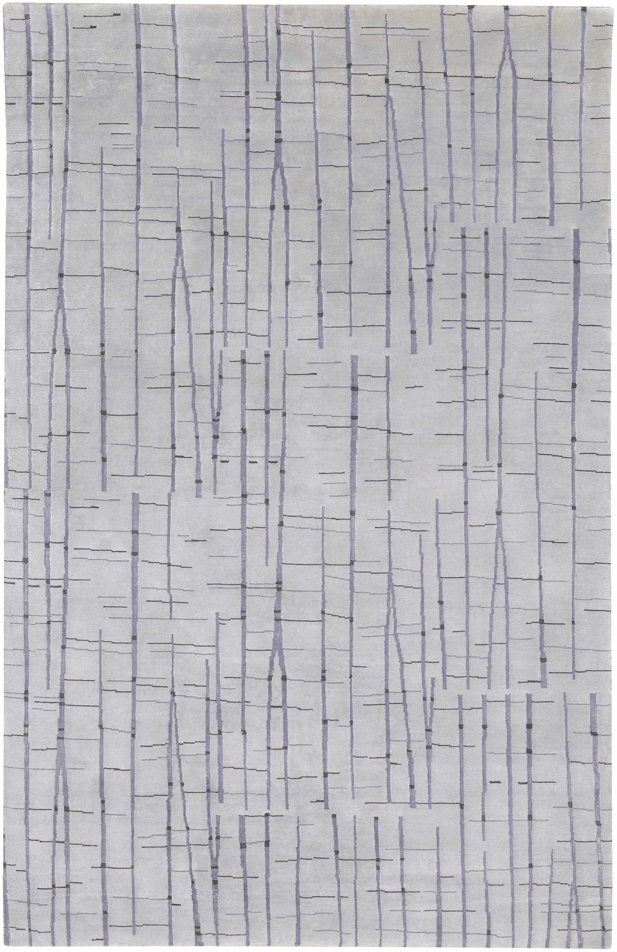 Copake Wool & Viscose Rug in light gray with lavender vertical lines by Boutique Rugs on Tampa Home & Garden Store