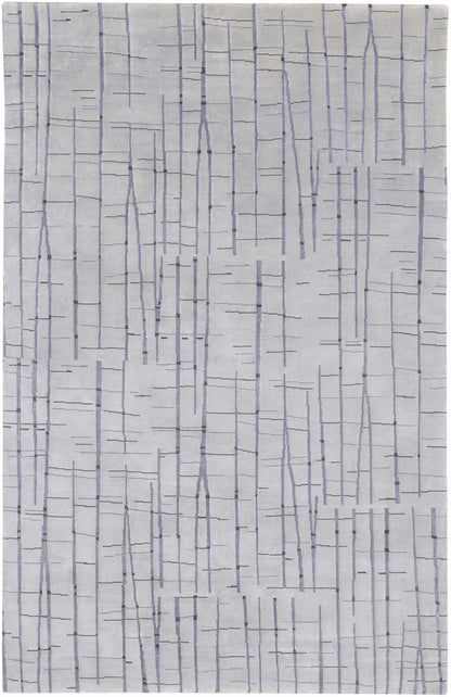 Copake Wool & Viscose Rug in light gray with lavender vertical lines by Boutique Rugs on Tampa Home & Garden Store