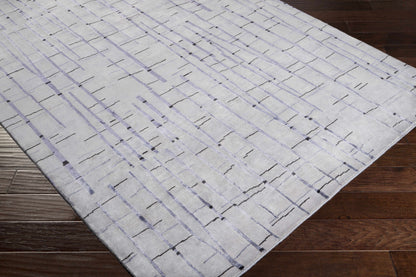 Copake Wool&Viscose Rug in light gray with lavender stripes abstract motif on Tampa Home & Garden Store