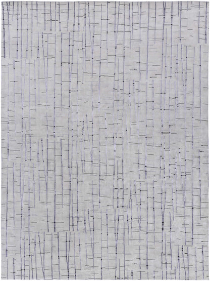 Copake Wool&Viscose Rug in light gray with lavender vertical line pattern by Boutique Rugs on Tampa Home & Garden Store