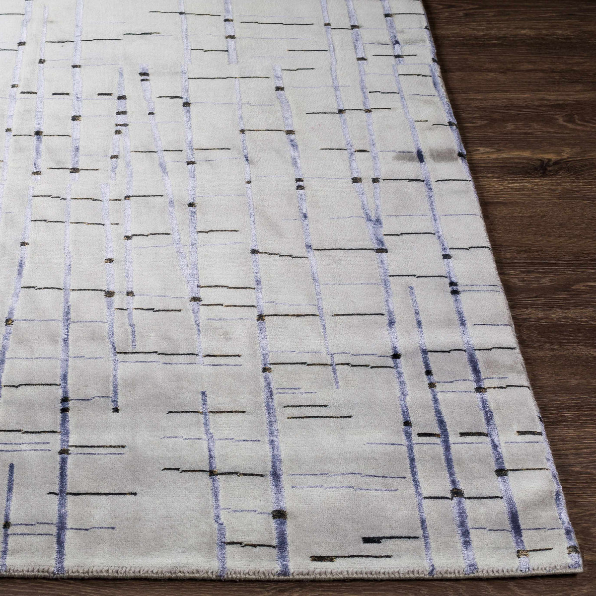 Copake Wool&Viscose Rug cream base with lavender vertical lines Boutique Rugs on Tampa Home & Garden Store