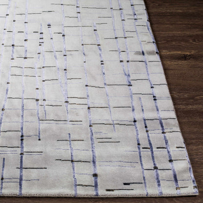 Copake Wool&Viscose Rug cream base with lavender vertical lines Boutique Rugs on Tampa Home & Garden Store