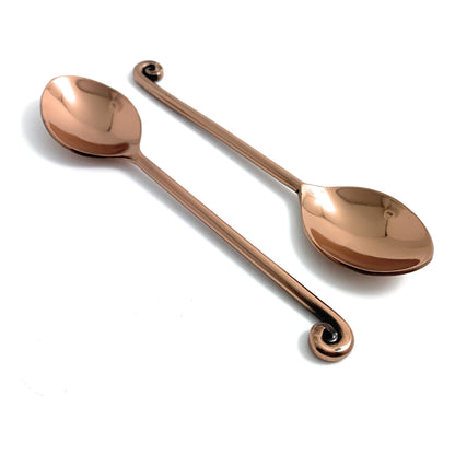Vibhsa copper-toned stainless steel teaspoons, two shown from a set of 6, dining decor on Tampa Home & Garden Store