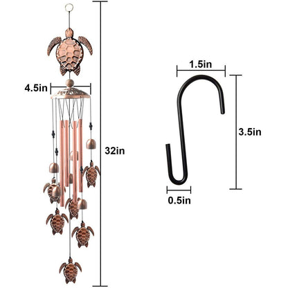 Copper wind chimes with turtle motifs and beaded accents for outdoor garden decor Stevvex on Tampa Home & Garden Store