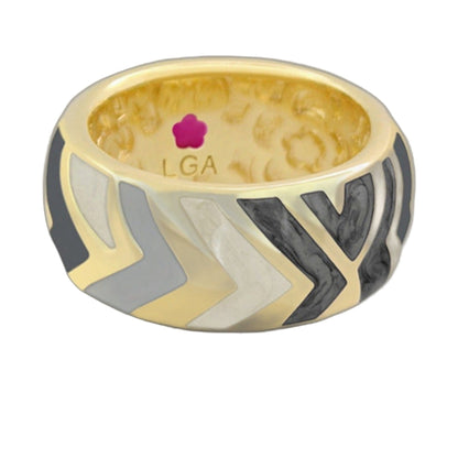 Art Deco Band Ring by Lauren G Adams in gold-tone with gray striped exterior on Tampa Home & Garden Store