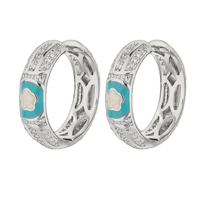 Dancing Daisy Earrings Pavé Flower Huggie enamel turquoise hoops with Lauren G Adams on Tampa Home & Garden Store