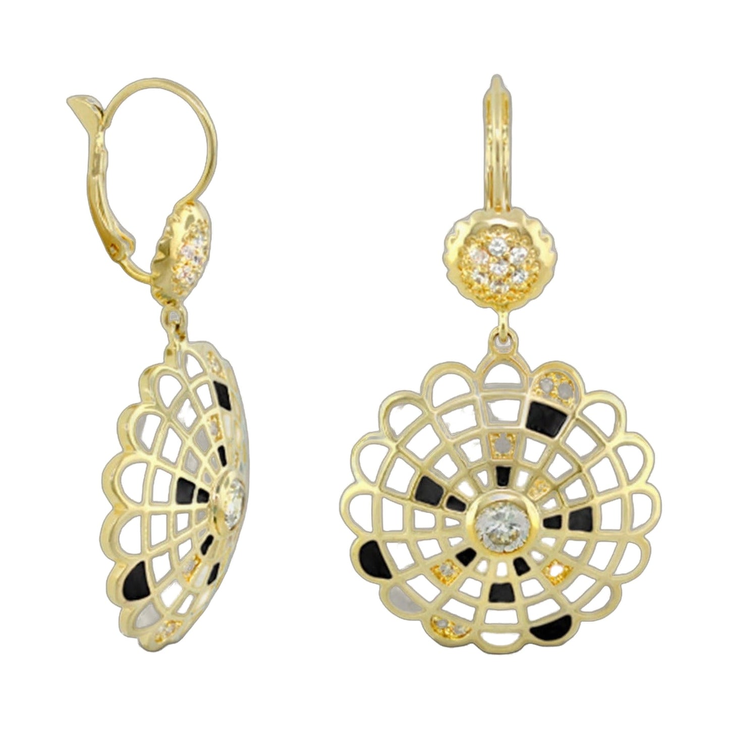 Chandelier Sundial Earring and Enamel Drops