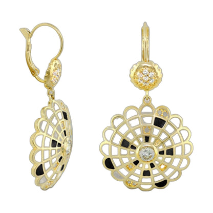 Chandelier Sundial Earring and Enamel Drops
