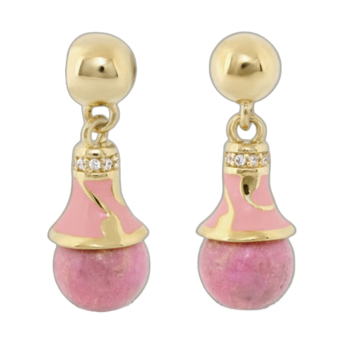 Fab Earrings pink enamel charm with gold-tone accents and crystal band on Tampa Home & Garden Store