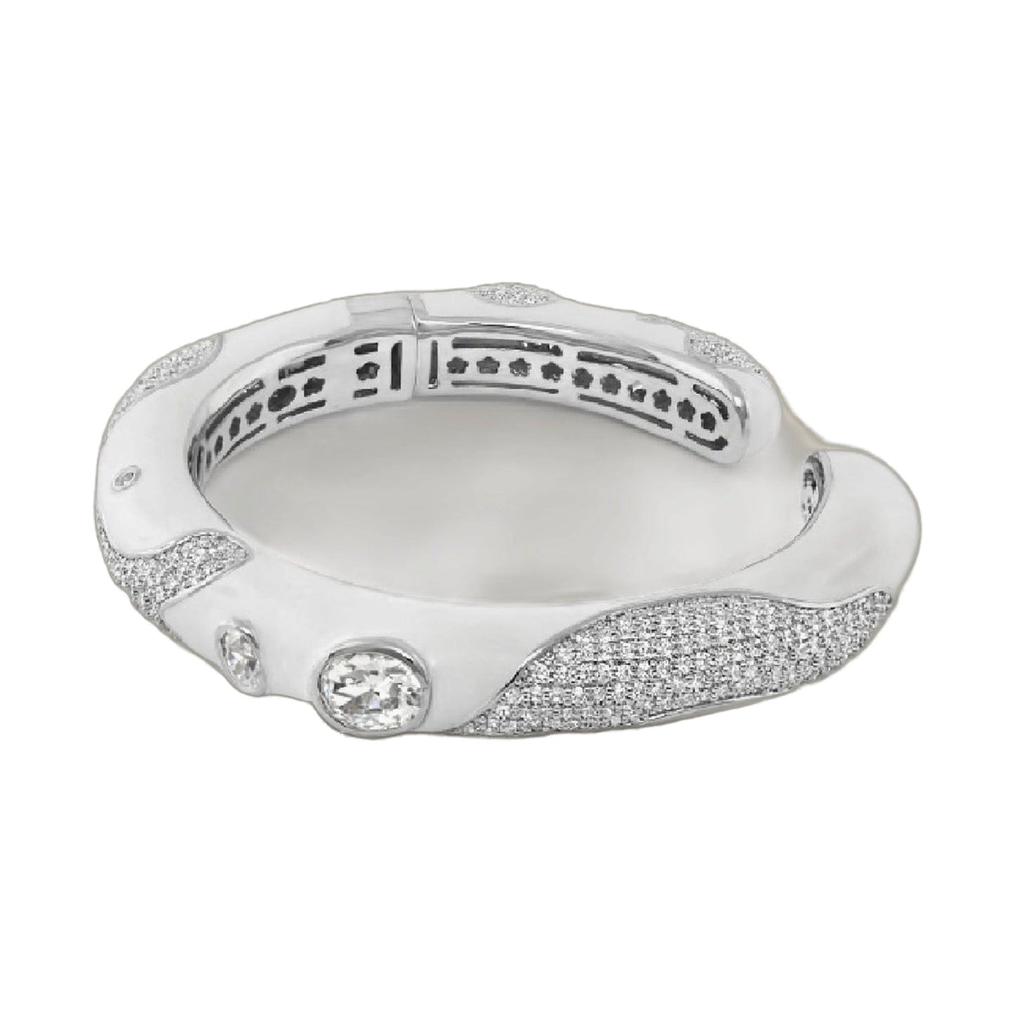 Fire And Ice hinge bangle bracelet, silver-tone with pavé diamonds, Lauren G Adams on Tampa Home & Garden Store