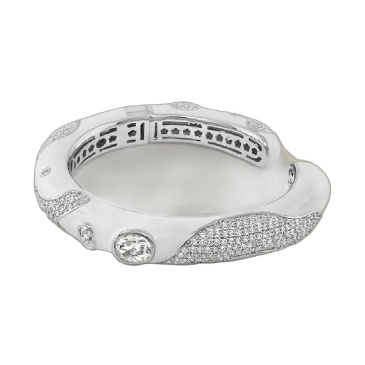 Fire And Ice hinge bangle bracelet, silver-tone with pavé diamonds, Lauren G Adams on Tampa Home & Garden Store