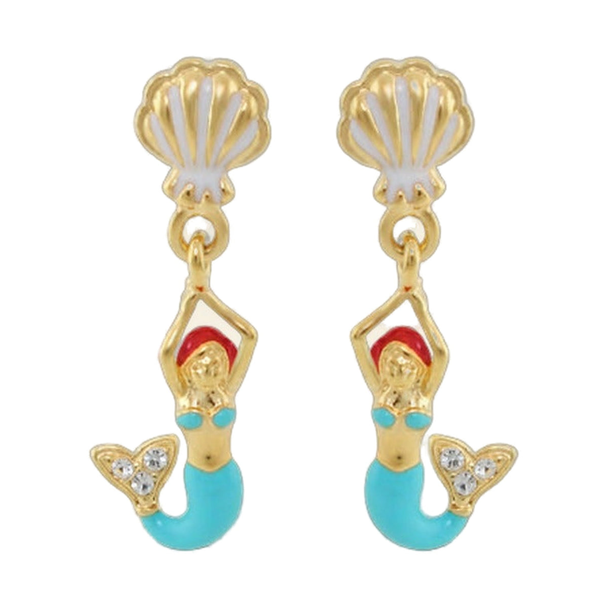 Under the Sea Blue Enamel Dangle Earrings
