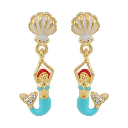 Under the Sea Blue Enamel Dangle Earrings