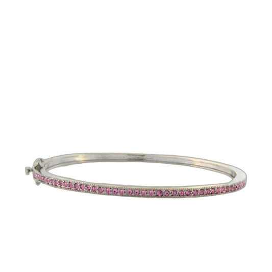 Glamour Pave Stackable Bangle Half-Pavé Hinge, pink pavé stones, by Lauren G Adams bracelet on Tampa Home & Garden Store
