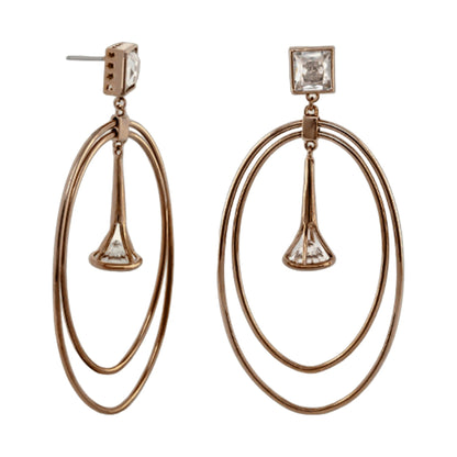 Orbital earrings by Lauren G Adams, rose-gold tone triple-hoop with crystal studs, 2 pairs on Tampa Home & Garden Store