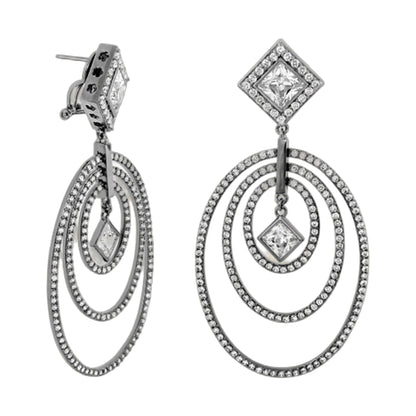 Orbital earrings by Lauren G Adams, diamond-square halo with beaded hoops pair on Tampa Home & Garden Store