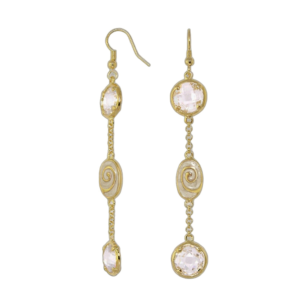 Signature Swirl earrings pair by Lauren G Adams in gold-tone with clear crystal drops on Tampa Home & Garden Store