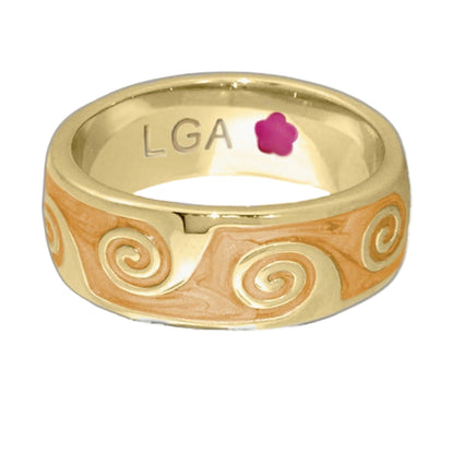 Signature Swirl Ring stackable ring by Lauren G Adams, gold-tone band with orange swirl pattern on Tampa Home & Garden Store
