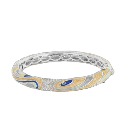 Signature Swirl Bangle hinged safety lock Lauren G Adams enamel mosaic blue crystals on Tampa Home & Garden Store