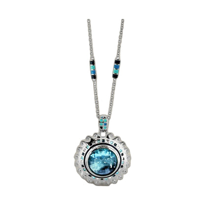 Sundial Earring enamel necklace with silver chain and turquoise blue pendant on Tampa Home & Garden Store