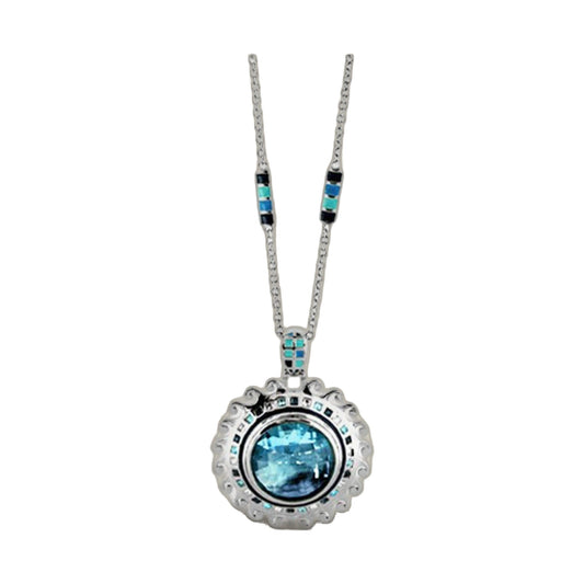 Sundial Earring enamel necklace with silver chain and turquoise blue pendant on Tampa Home & Garden Store