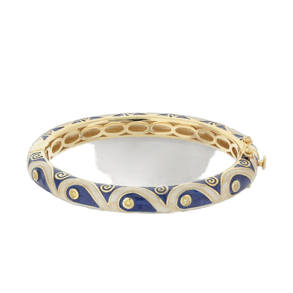 Tear Drop Bangle by Lauren G Adams; blue and gold perforated stackable bracelet on Tampa Home & Garden Store
