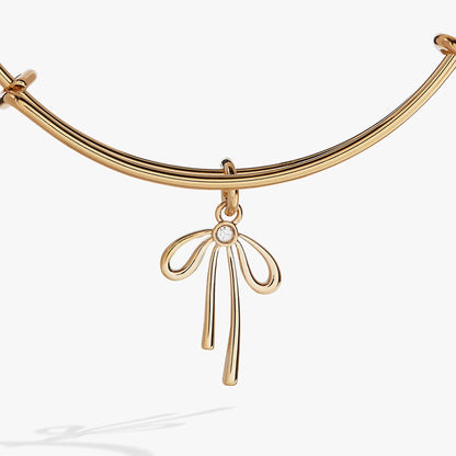 Bow Charm Bracelet on Expandable Wire Bangle