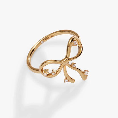 Coquette Bow Ring by ALEX AND ANI in gold-tone with crystal-accented bow on Tampa Home & Garden Store