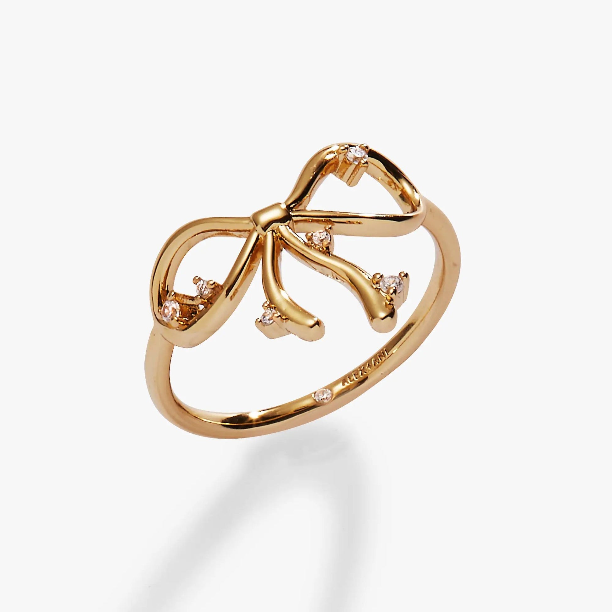 Coquette Bow Ring gold-tone band with crystal accents by ALEX AND ANI on Tampa Home & Garden Store