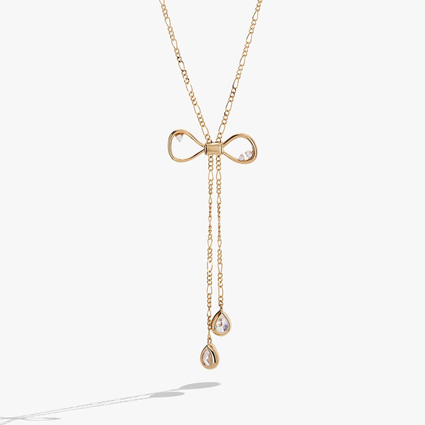 Coquette Bow Necklace gold-tone with crystal accents and layered tassels by ALEX AND ANI on Tampa Home & Garden Store
