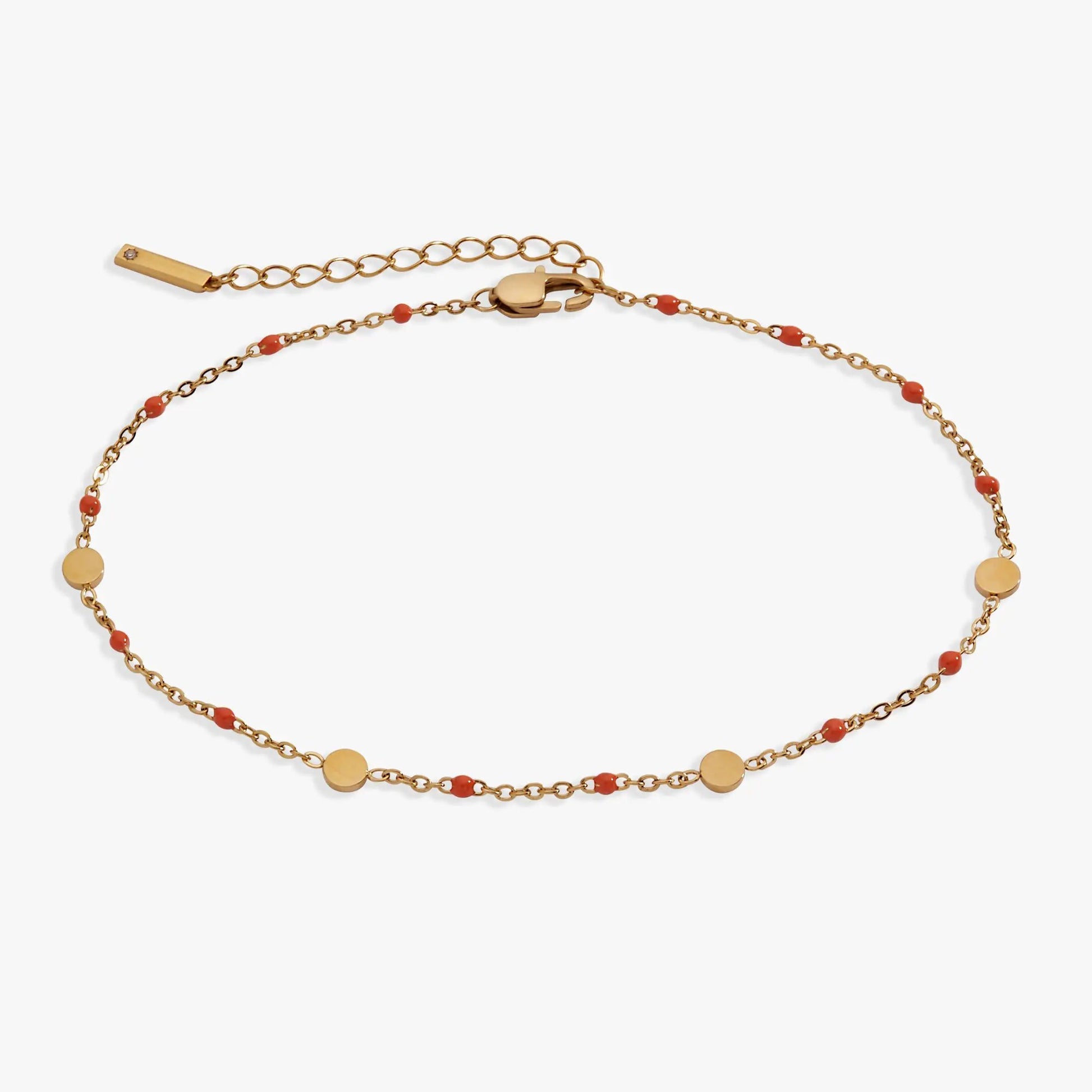 ALEX AND ANI coral enameled chain coin station anklet with gold-tone links on Tampa Home & Garden Store