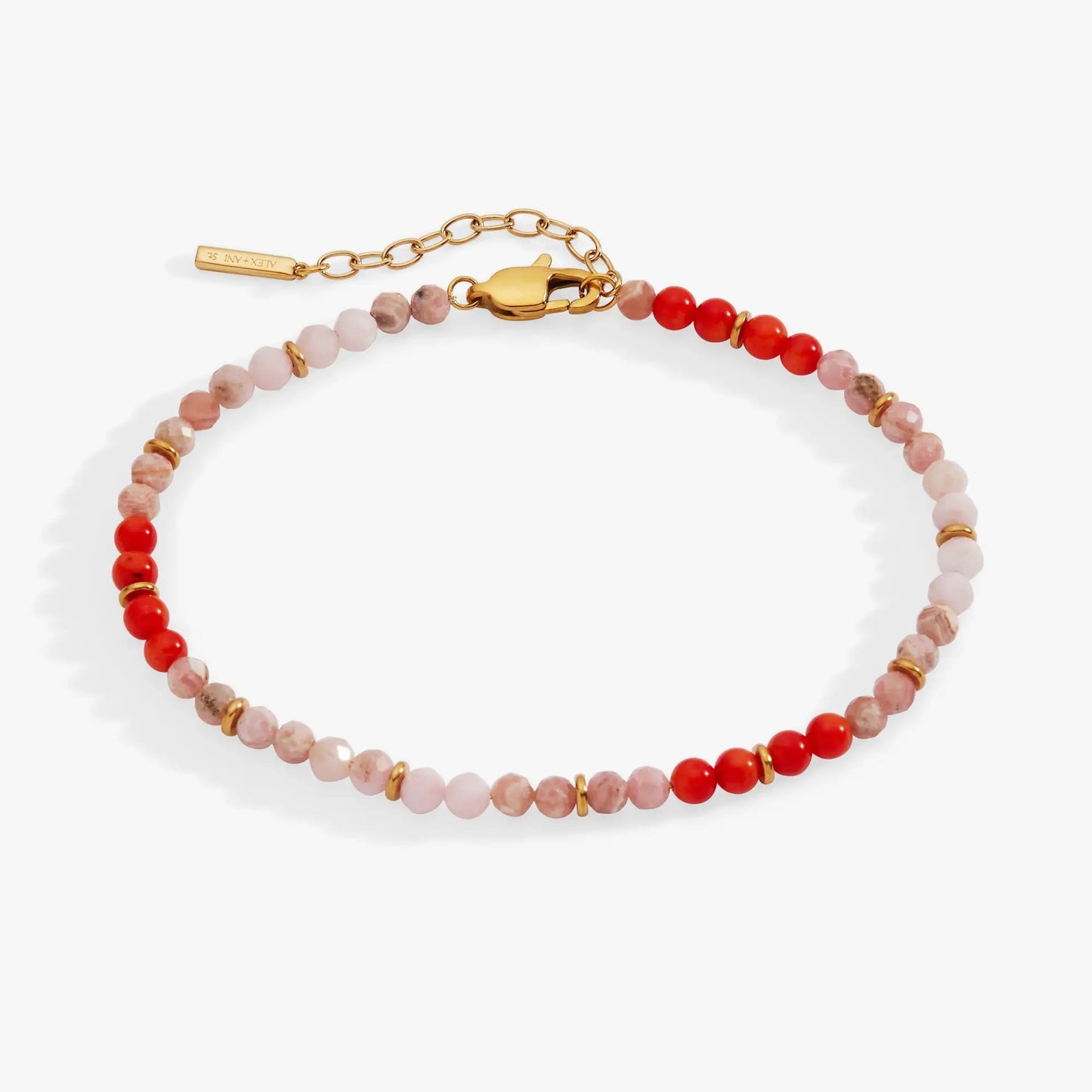 Coral Ombre Beaded Anklet and Semi Precious Gems