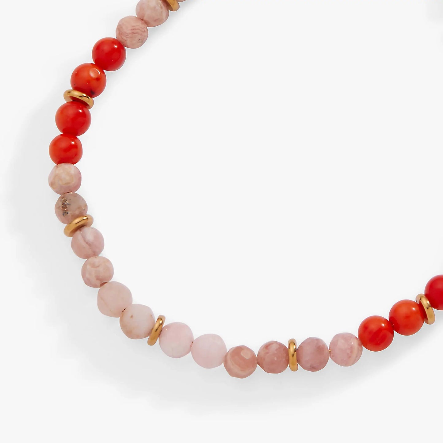 Coral Ombre Beaded Anklet and Semi Precious Gems