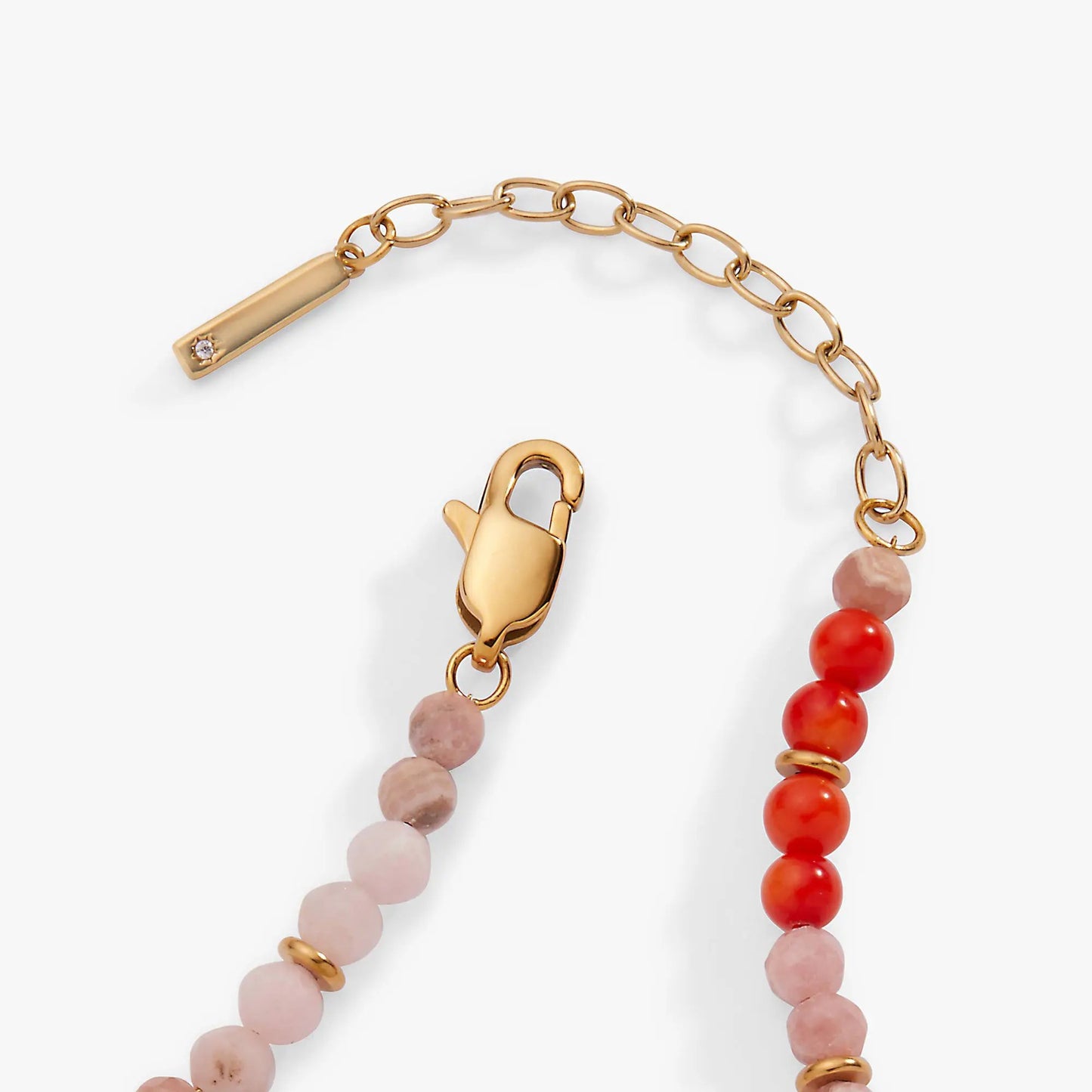 Coral Ombre Beaded Anklet and Semi Precious Gems