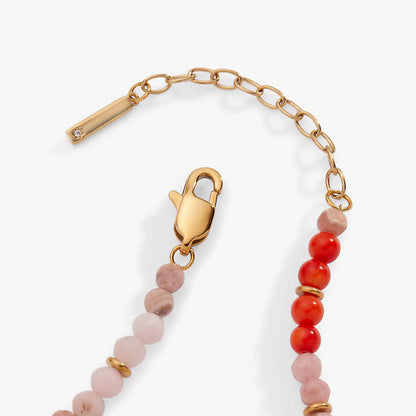 Coral Ombre Beaded Anklet and Semi Precious Gems